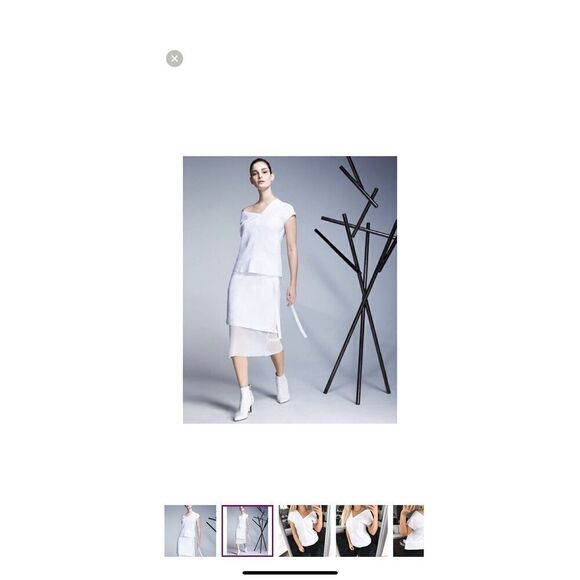 Helmut Lang White Linen Asymmetric Top V Neck Size 4 - Picture 2 of 10